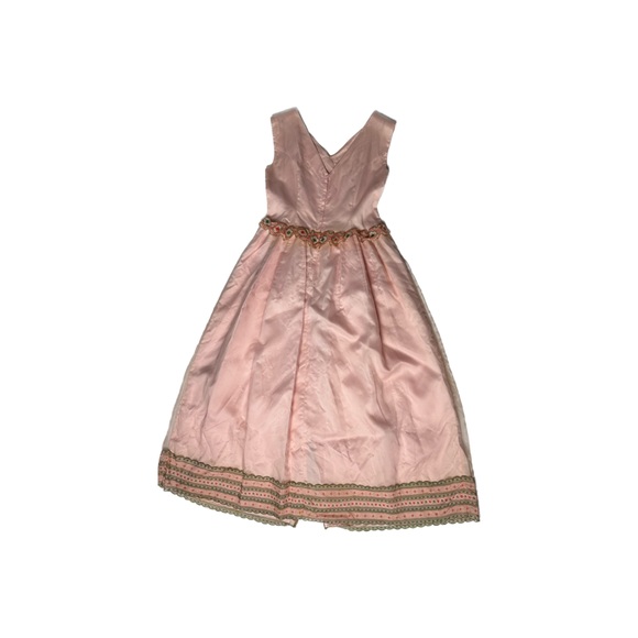 Vintage 60s Pink Floral Party Dress Formal Gown MCM - Picture 2 of 7